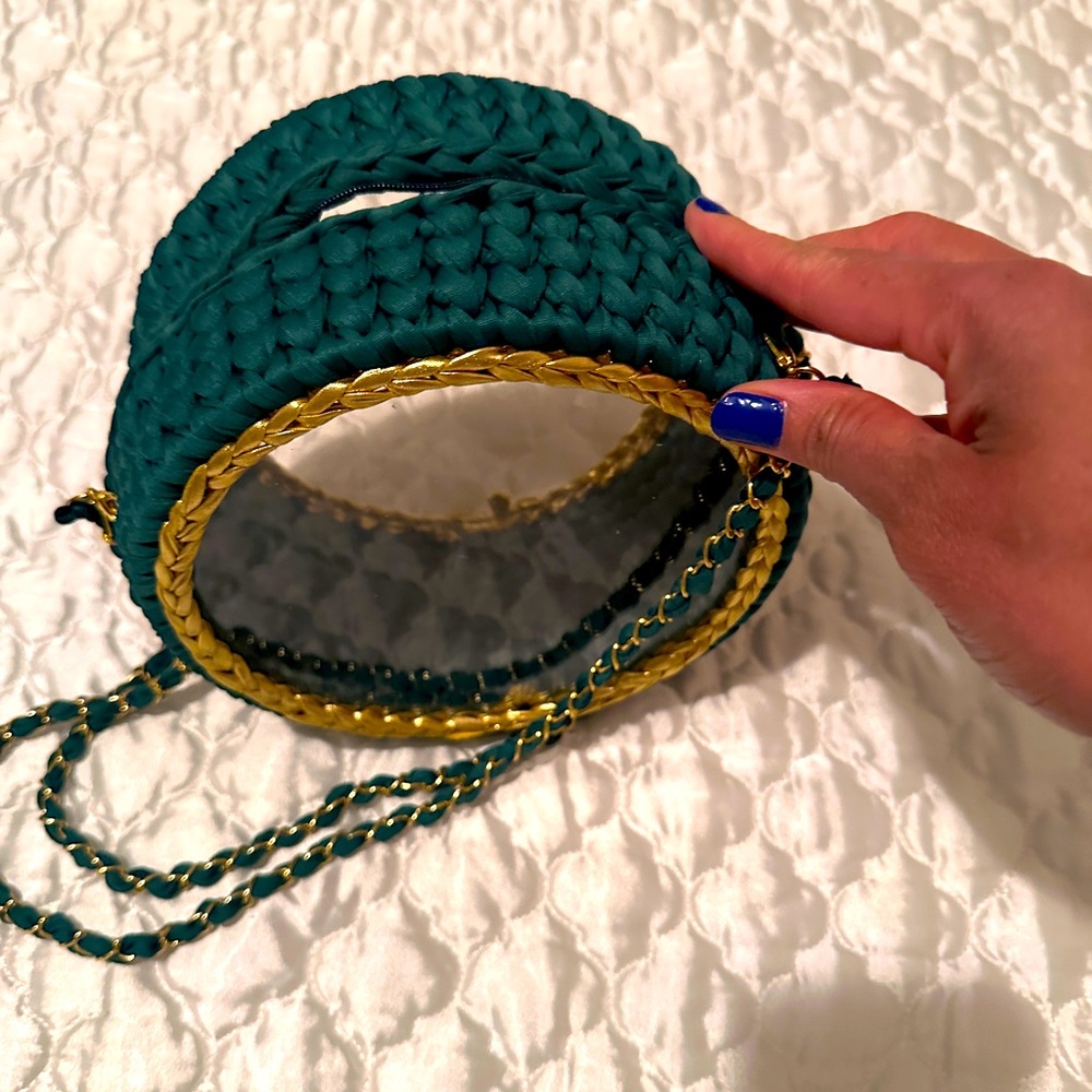 New Green clear bag with gold accents and strap - Picture 1 of 4